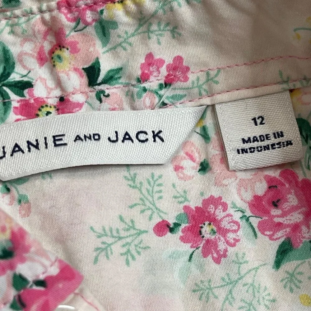 Janie and Jack Floral Poplin Shirt Boys Size 12‎ Button Down 100% Cotton Easter